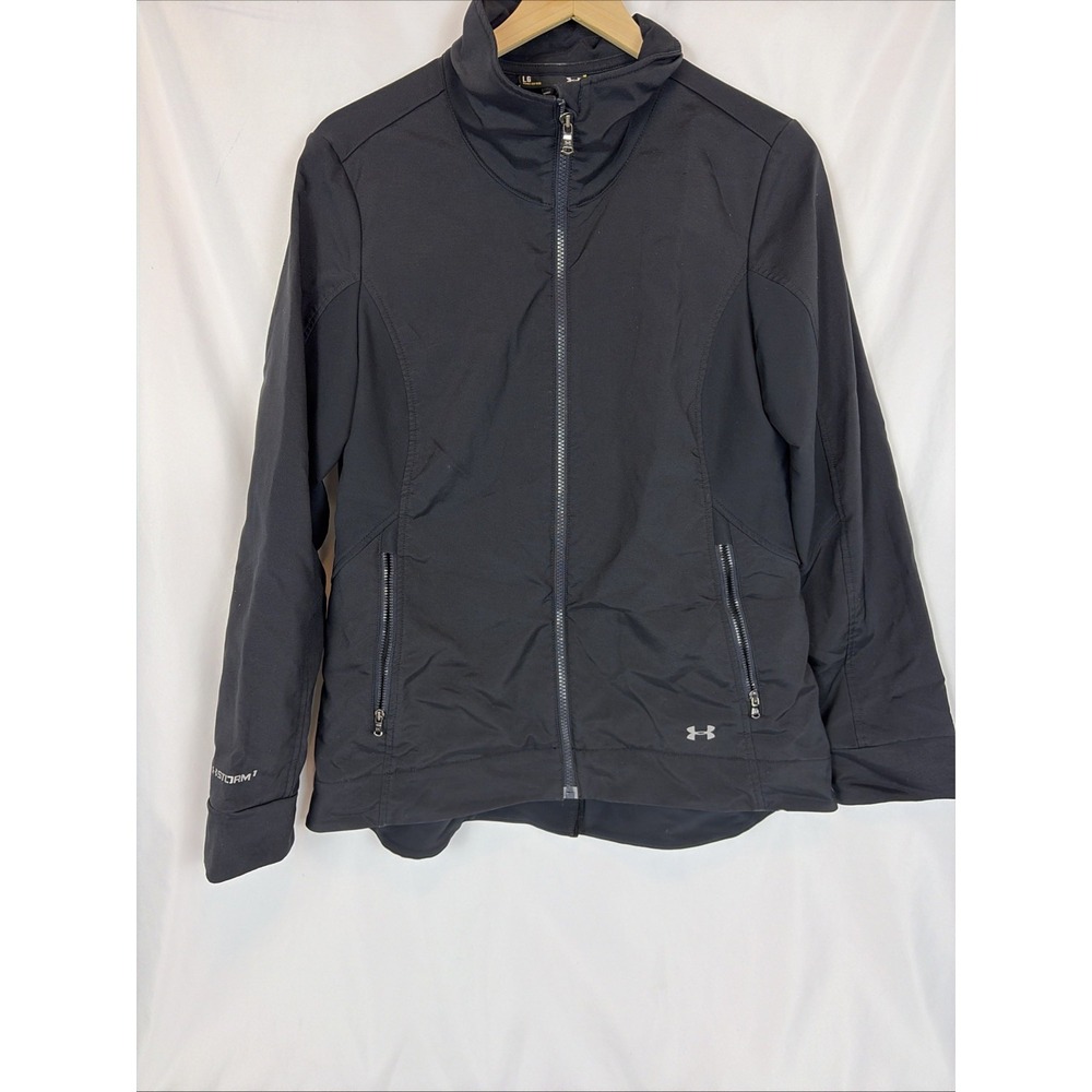 Under Armour Storm Womens Infrared Shield Jacket Black Full Zip Mock Neck Lg